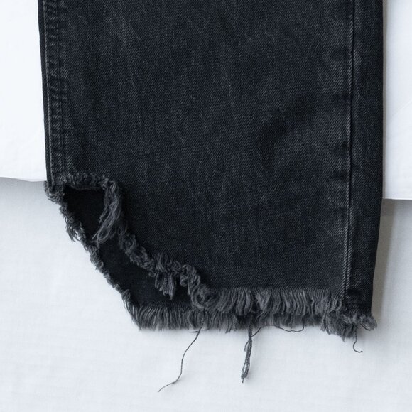 We the Free Taper Baggy Boyfriend Jeans Grunge Goth Charcoal Black Ankle Fray - Picture 12 of 15